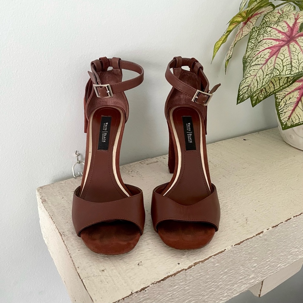 Brown ankle strap heels